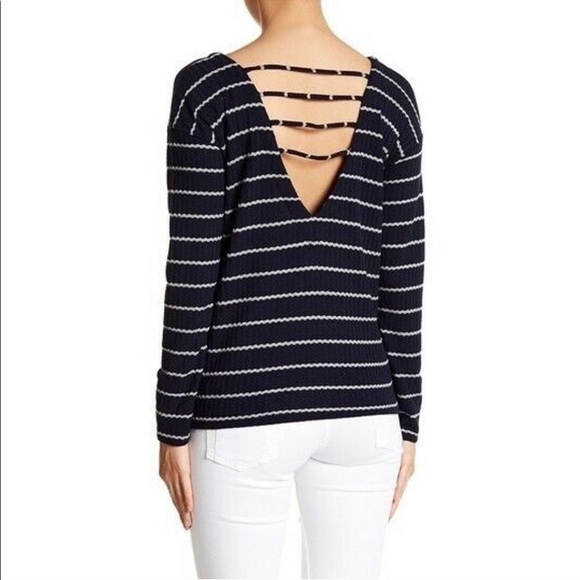 Chaser navy striped viscose strappy back top - Picture 5 of 11